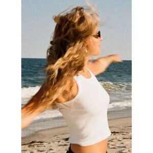 Parke White Ribbed Tank Top Size Large